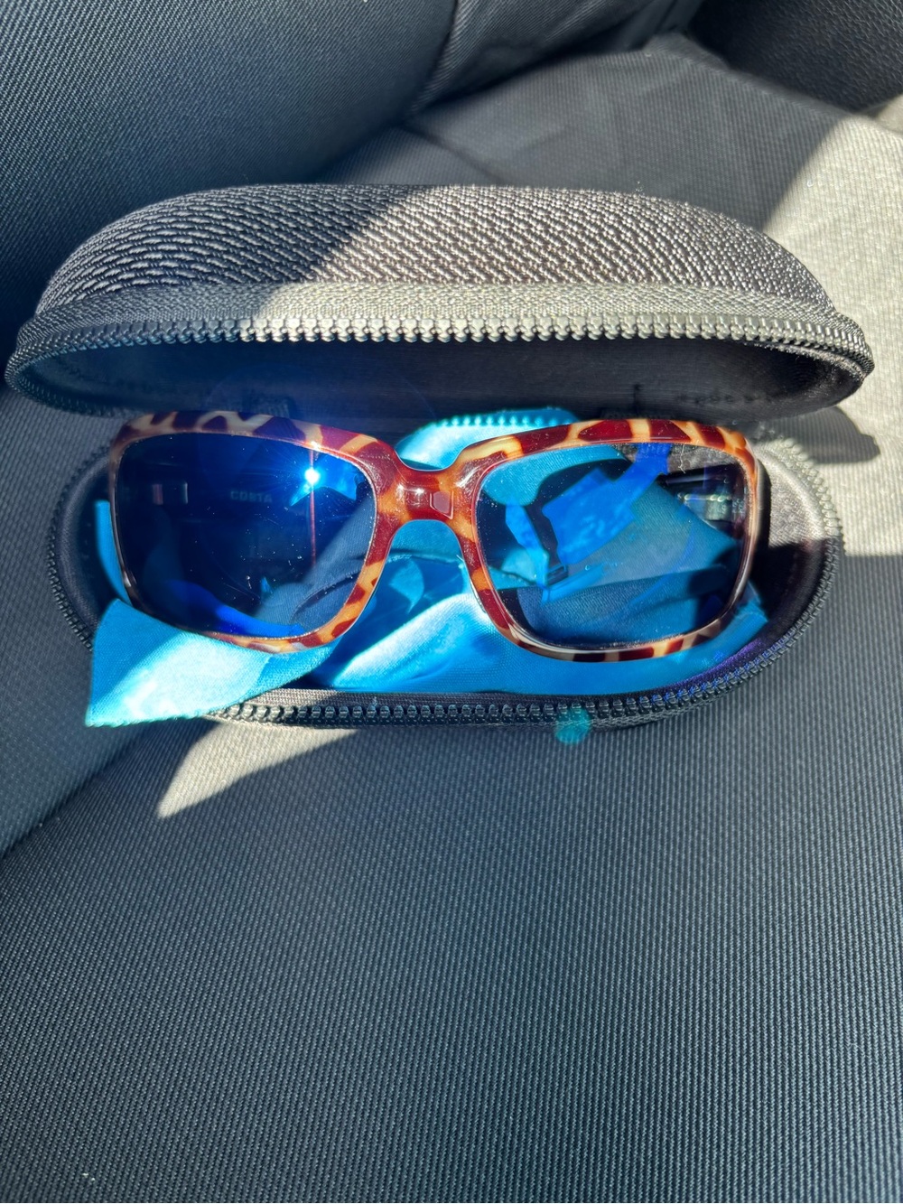 Costa Tortoiseshell Sunglasses with Blue Mirrored Lenses